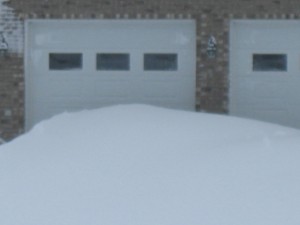 Two feet of snow on the driveway.